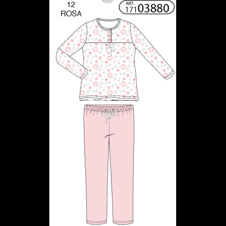 Pijama largo niña flowers-ALM-17103880-Tobogan